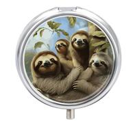 Pilulier familial paresseux - Mini pilulier de poche pour homme - Joli pilulier de voyage - 3 compartiments