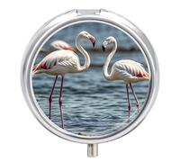 Pilulier flamant rose animal avec 3 compartiments individuels compact portable gestion des médicaments Mini petit pilulier pour vitamines, médicaments, huile de poisson suppléments