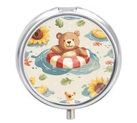 Pilulier flottant dans la piscine - Joli pilulier rond portable pour médicaments et vitamines - Organiseur pour sac à main