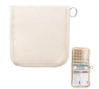 Pilulier - Gabardine beige ion argenté 13 x 11,9 x 2 cm, étui pliable de rangement pour médicaments avec fermeture éclair, pochette de supplément portable pour cosmétiques | Bagages de voyage, sac à