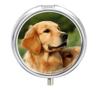 Pilulier Golden Retriever - 3 compartiments - Portable - Rond - Anti-fuite - Léger - Compact - Pour le quotidien - Pour vitamines, suppléments et médicaments