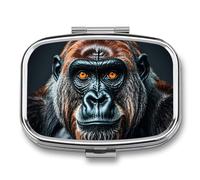 Pilulier Gorilla à 2 compartiments, pilulier portable pour poche ou sac à main, organiseur décoratif en métal pour médicaments et vitamines