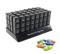pilulier grande capacité, organisateur medicament, Pilulier mensuel 4 fois par jour, Pour L'Huile De Poisson,Les Vitamines, Les Capsules,Voyage Portable (Noir, four times a day)