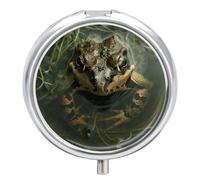 Pilulier grenouille et algues vertes - 3 compartiments - Petit pilulier de voyage pour sac à main et poche - Pilulier quotidien portable pour contenir des suppléments et des vitamines