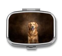 Pilulier Happy Golden Retriever - 2 compartiments - Portable - Pilulier de voyage pour sac à main