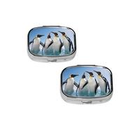 Pilulier Happy Pingouin à 2 compartiments - Pilulier de voyage - Petit pilulier portable en métal - Cadeau parfait pour toute personne dans le besoin