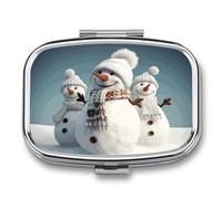 Pilulier Happy Snowman - Joli pilulier - Organisateur de pilules pour médicaments - Pilulier quotidien - Petite boîte à pilules pour sac à main