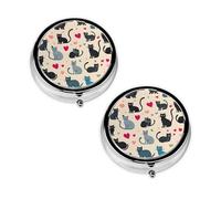 Pilulier Happy Walking Kitty à 3 compartiments, portable pour poche ou sac à main, pilulier décoratif en métal pour médicaments et vitamines, cadeau unique