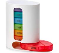 Pilulier Hebdomadaire,1 Distributeur,7 Compartiments Multicolores Empilables Quatre Fois Par Jour-Matin,Midi,Soir Et Coucher,Blanc