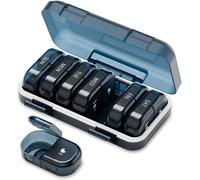 Pilulier Hebdomadaire 2 Fois Par Jour,Boîte À Pilules Am Pm Matin Soir 7 Jours,Pilulier Portable Et Étanche À L'humidité,14 Compartiments,Pilulier De Voyage Pour Vitamines (Bleu)
