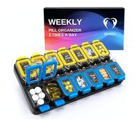 Pilulier hebdomadaire 2 semaines matin et soir de grande capacité avec deux rangées amovibles, joint en silicone résistant à l'humidité, verrouillage sécurisé pour supplément de vitamines pour voyage