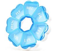 Pilulier Hebdomadaire, 7 Compartiments, Design Fleur, Boîte à Médicaments Portable avec Grands Compartiments pour Vitamines et Compléments (Bleu)