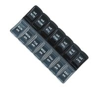 Pilulier hebdomadaire, 7 jours 2 fois par jour matin et soir, pilulier de voyage séparé à 7 compartiments, distributeur de pilules de voyage à sept compartiments pour supplément de médicaments, huile