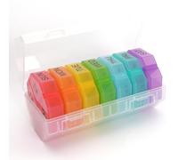 Pilulier hebdomadaire 7 jours 4 fois par jour matin/midi/soir/nuit, organiseur de comprimés grande capacité, sans BPA, ouverture facile, idéal pour médicaments, vitamines et compléments alimentaires