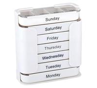 Pilulier hebdomadaire 7 jours, pilulier de voyage avec 4 compartiments quotidiens, organiseur de médicaments compact et portable pour sac à main et voyage, blanc..