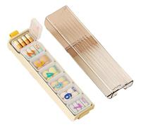 Pilulier hebdomadaire 7 jours pour les voyages - Mini étui quotidien portable - Vitamines, médicaments (blanc)