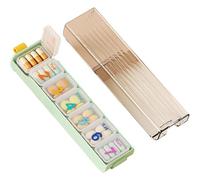 Pilulier hebdomadaire 7 jours pour les voyages - Mini étui quotidien portable - Vitamines, médicaments (vert)