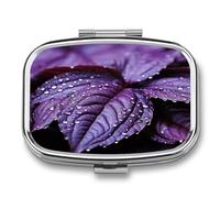 Pilulier hebdomadaire avec feuilles de plantes violettes AM/PM. Pilulier de voyage compact étanche et portable. Petite boîte à pilules pour médicaments pour vitamines et médicaments.