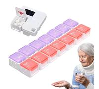 Pilulier hebdomadaire - Boîtes à comprimés | Organisateur de tablette | Boîte à médicaments | Rappel de boîte à pilules | Pilulier arc-en- à 14 grilles avec alarme pour personnes âgées | Port