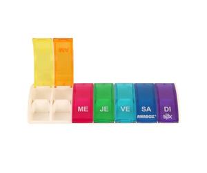Pilulier Hebdomadaire | Box7 | 7 Cases | Multicolore | Avec Séparateur | Anabox