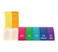 Anabox - Pilulier Semainier Box7-7 Compartiments Journaliers Indépendants - Organisateur de Médicaments Hebdomadaire Compact - Fabriqué en Allemagne - Sans BPA - Coloris Multicolore
