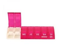 Anabox - Pilulier Semainier Box7 Rose - Organisateur de Médicaments 7 Jours avec Séparateur - Boîte à Pilules Double Compartiment - Compact et Lavable - Fabriqué en Allemagne