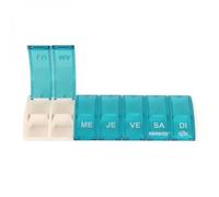 Anabox - Pilulier Semainier Box7 Turquoise - Organisateur de Médicaments 7 Jours avec Séparateur - Boîte à Pilules Double Compartiment - Compact et Lavable - Fabriqué en Allemagne