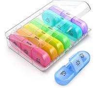 Pilulier hebdomadaire de 7 jours avec 3 compartiments quotidiens - Pilulier de voyage portable sans BPA - Récipient pour la maison et en déplacement - Gestion du bien-être Go (multicolore)