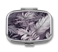 Pilulier hebdomadaire en feuilles de palmier violettes AM/PM. Organiseur de voyage compact et étanche - Petite boîte à pilules pour médicaments pour vitamines et médicaments.