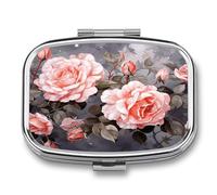 Pilulier hebdomadaire en forme de rose avec feuilles matin/soir. Pilulier de voyage compact et étanche - Petite boîte à pilules pour médicaments pour vitamines et médicaments.
