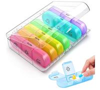 Pilulier hebdomadaire en plastique de qualité alimentaire sans BPA avec 14 compartiments (am/pm), taille compacte 15,7 x 11,2 x 3,8 cm, idéal pour les personnes âgées, les voyageurs