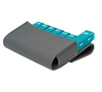 Pilulier hebdomadaire et journalier Gris ● Pochette de rangement simili cuir ● 7 jours - matin, midi, soir, nuit ● Organisateur pour médicaments, pilules et vitamines