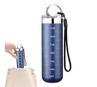Pilulier hebdomadaire - Étui de rangement de médicaments en métal, pilulier avec compartiments sécurisés, organisateur de médicaments portable, support de tablette compact, étui à pilules po