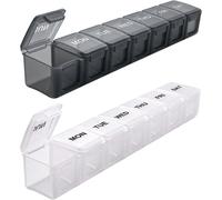 Pilulier Hebdomadaire Extra Large (2 Pièces), Piluliers Quotidiens Pour Pilules, Vitamines, Huile De Poisson Et Compléments Alimentaires (Noir Et Blanc)