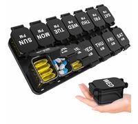 Pilulier hebdomadaire extra large - Pilulier étanche 2 fois par jour, 7 jours par jour, soir, pilulier pour suppléments, grand pilulier quotidien avec récipient amovible pour vitamine/huile de poisson