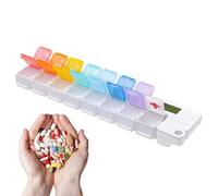 Pilulier hebdomadaire intelligent - Boîte de rappel électronique | Distributeur de médicaments quotidien avec 14 grilles pour personnes âgées, personnes âgées, grand-père, grand-mère