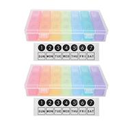 Pilulier hebdomadaire, lot de 2, 21 emplacements, distributeur de pilules portable, conteneur de stockage de médicaments, avec étiquettes du matin, de l'après-midi, du soir, pour