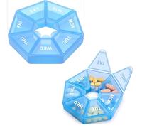 Pilulier hebdomadaire, lot de 2, boîte à médicaments sans BPA, boîte à médicaments pour suppléments, médicaments, vitamines et huiles de poisson, pilules de voyage quotidien 7 jours