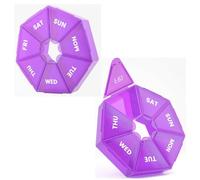 Pilulier hebdomadaire, lot de 2, boîte à médicaments sans BPA, boîte à médicaments pour suppléments, médicaments, vitamines et huiles de poisson, pilules de voyage quotidien 7 jours