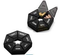 Pilulier hebdomadaire, lot de 2, boîte à médicaments sans BPA, boîte à médicaments pour suppléments, médicaments, vitamines et huiles de poisson, pilules de voyage quotidien 7 jours