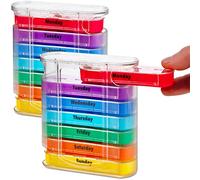 Pilulier hebdomadaire MEDca, quatre fois par jour, lot de 2 distributeurs avec compartiments empilables AM/PM