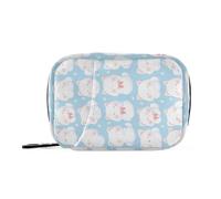 Pilulier hebdomadaire mignon Kawai Cats fermeture éclair pour médicaments de voyage 7 jours Bleu