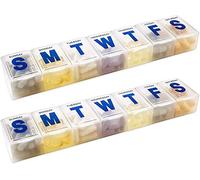 Pilulier hebdomadaire - Pilulier hebdomadaire de 7 jours - Pilulier extra large et organiseur de pilules quotidien et rappel de médicaments, compartiments du lundi au dimanche (lot de 2)