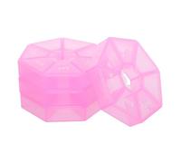 Pilulier Hebdomadaire Portable en Plastique 4 Pièces à 7 Compartiments | Format de Poche pour Voyages, Sept Sections Séparées, Design Polygonal Rosé