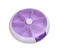Pilulier hebdomadaire rond avec couvercle transparent - Organisateur de pilules avec compartiments escamotables et jours à code couleur - Distributeur de pilules pratique pour la conservation des