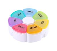 Pilulier hebdomadaire rond de 7 jours - Grand format - 1 heure - Étui quotidien pour pilules, médicaments, suppléments et vitamines, design élégant (multicolore)