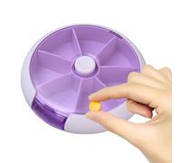 Pilulier hebdomadaire rond - Distributeur de médicaments à 7 compartiments | Organiseur de rangement circulaire | Étui portable pour bonbons et suppléments | Support de médicaments quotidien adapté