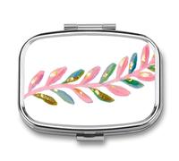 Pilulier horizontal à 2 compartiments avec feuilles argentées et scintillantes - Organiseur de voyage pour sac à main