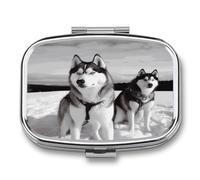 Pilulier Husky Dogs - Pilulier à 2 compartiments - Petit pilulier mignon