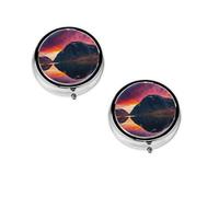 Pilulier imprimé Îles de Norvège, organisateur rond, petit étui à 3 compartiments pour sac à main et poche, boîte à médicaments portable pour les voyages